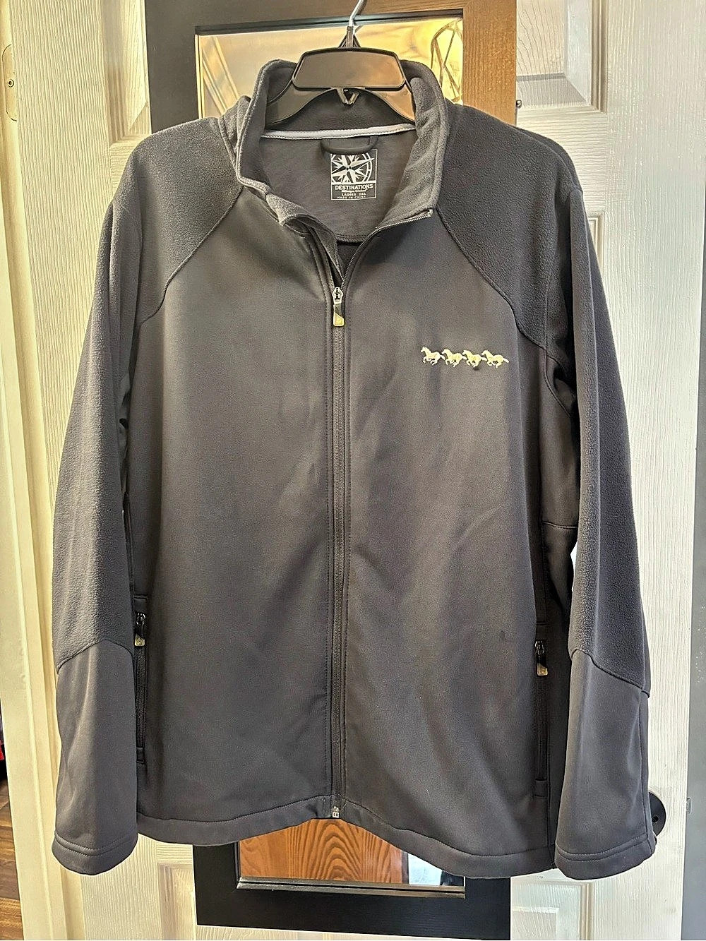 Destinations Women’s Dark Gray Full-Zip Jacket Horse Equestrian Embroidered 2XL